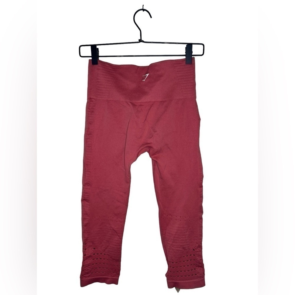 Gymshark Energy Seamless Leggings Red Cropped Eyelet Size Extra Small